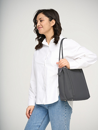 ED-2018-77 серая сумка женская Jane's Story (кожа)