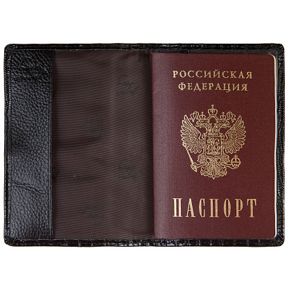 K-L-P193-04 черная обложка для паспорта (кожа) Jane's Story