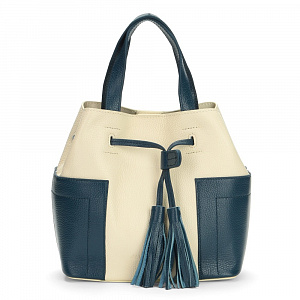 Женская сумка-мешок  синяя CL-2844-62_60 натуральная кожа