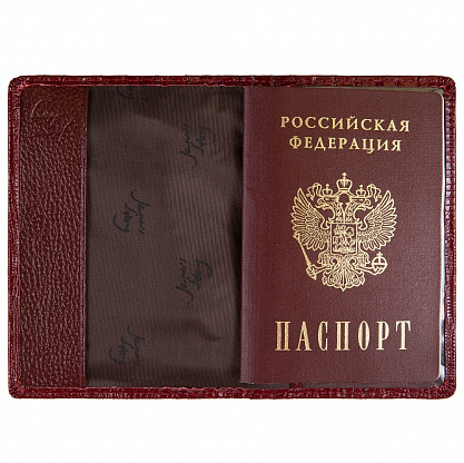 K-L-P193-03 бургунди обложка для паспорта (кожа) Jane's Story