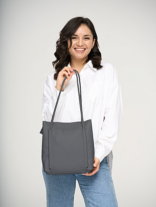 ED-2018-77 серая сумка женская Jane's Story (кожа)